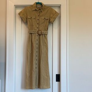 Olivia James Tan Belted Midi Dress